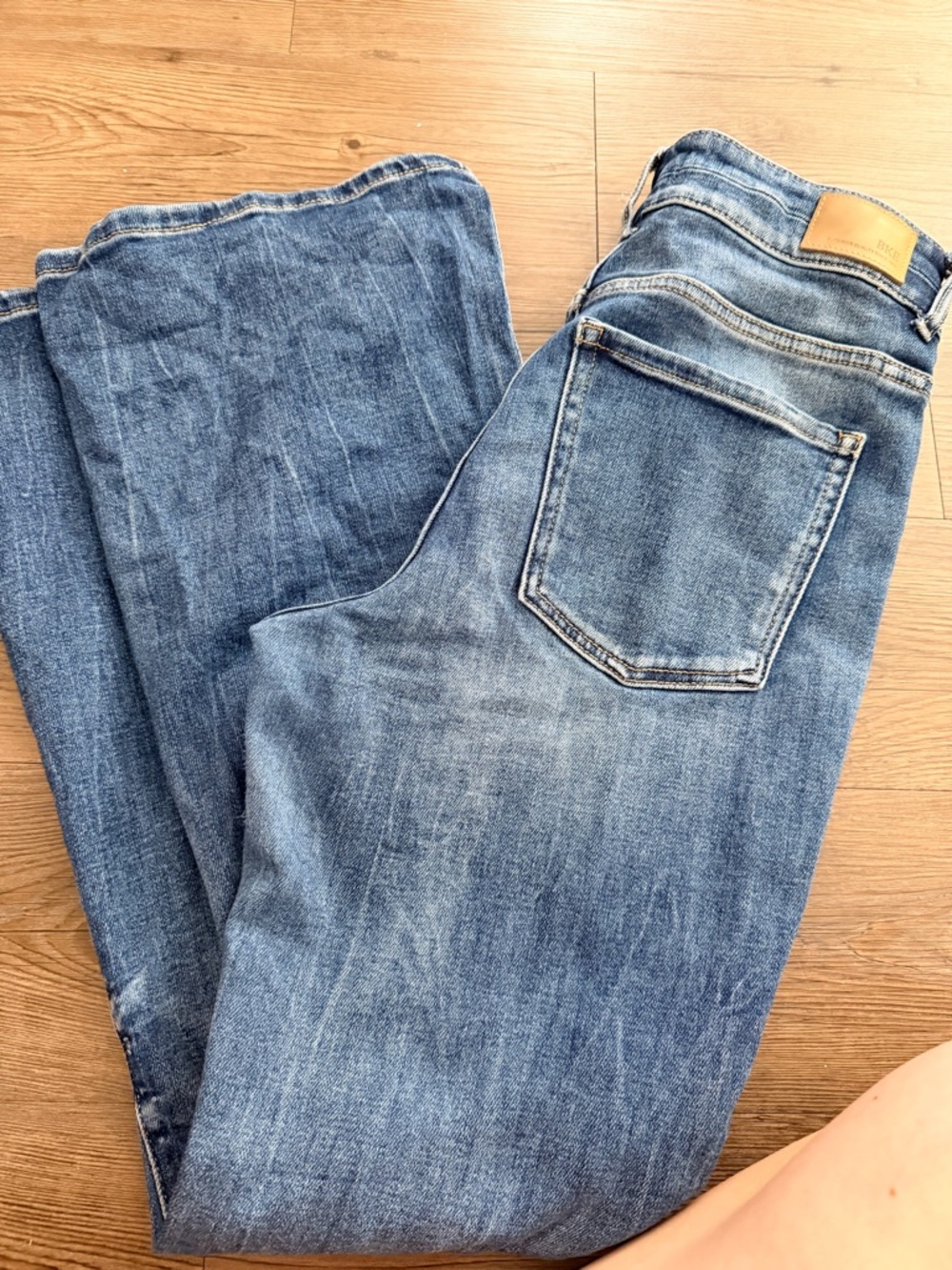 BKE Women's Distressed Medium Blue Flare Jeans high rise - parker’s - Picture 5 of 5